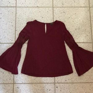 Express Maroon Top with Bell Sleeves